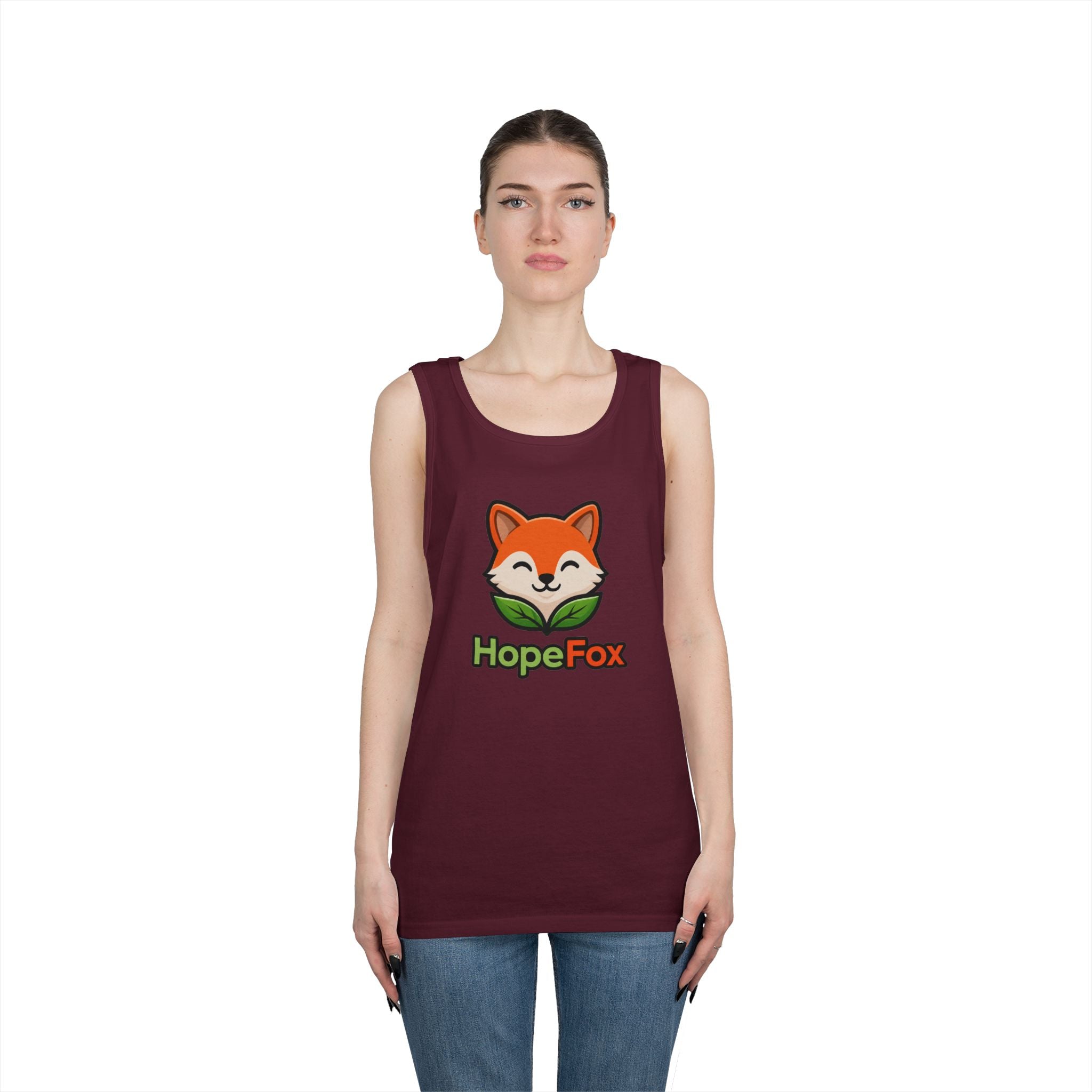 HopeFox Fox Logo Cotton Tank Top — Cute Eco-Friendly Graphic Tank