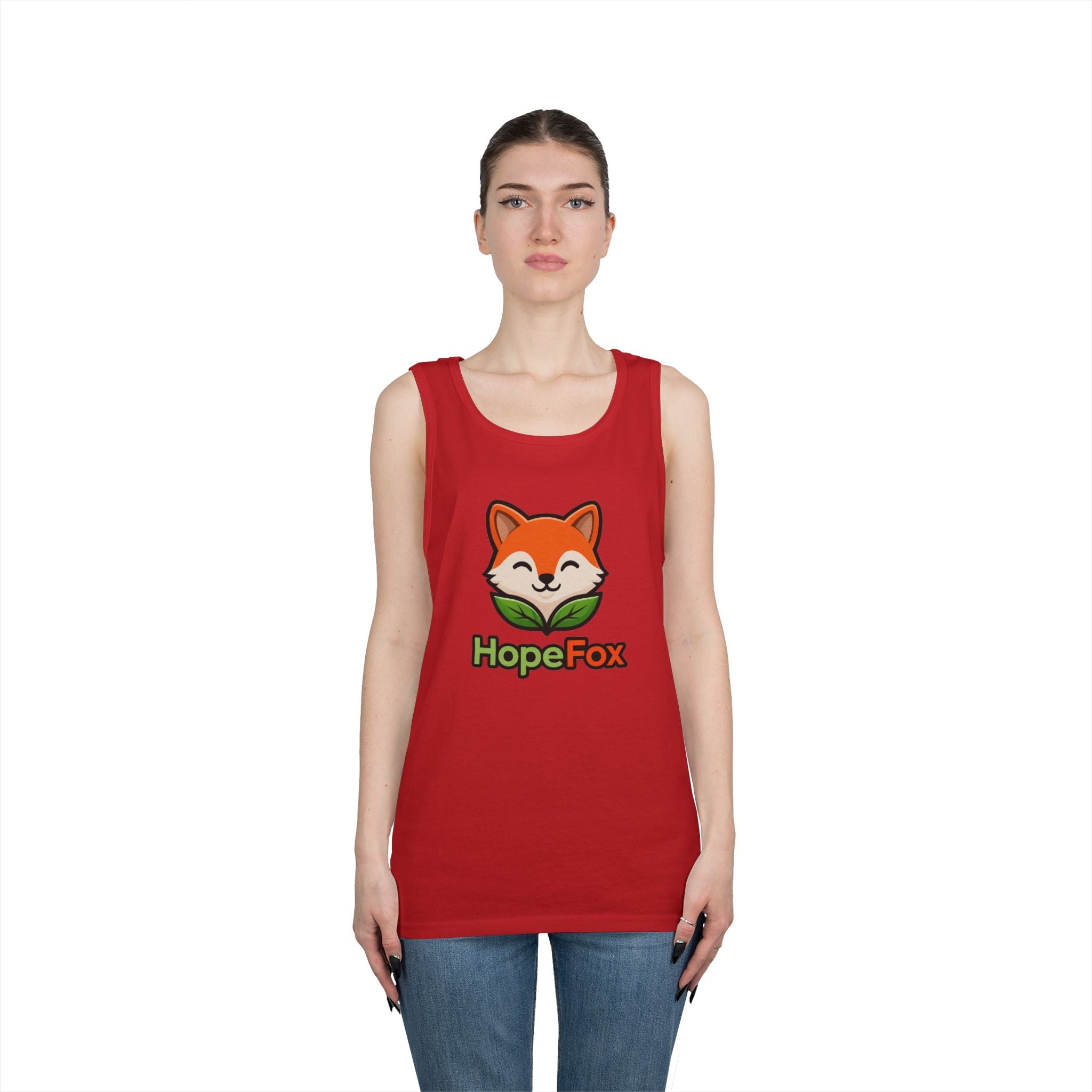 HopeFox Fox Logo Cotton Tank Top — Cute Eco-Friendly Graphic Tank