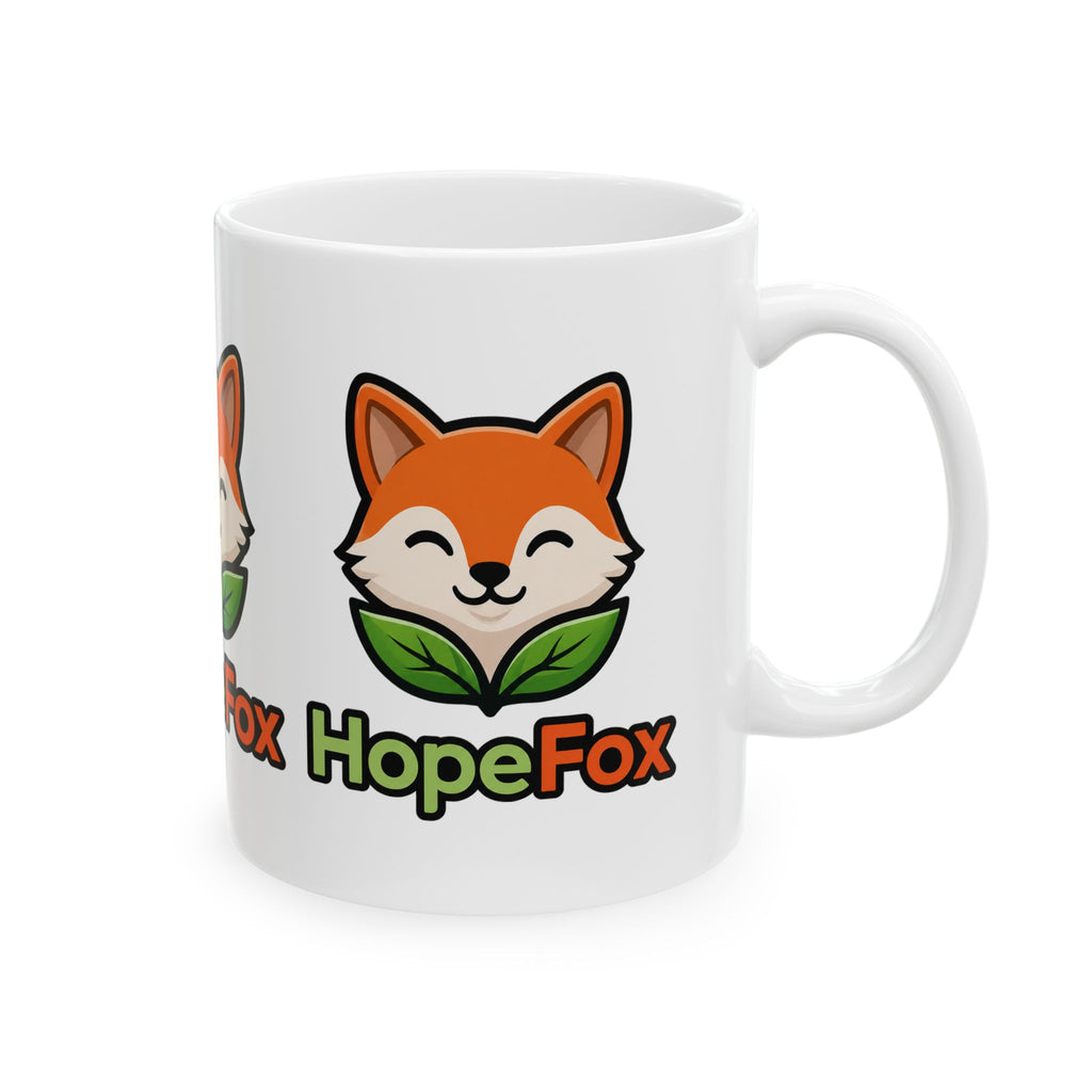HopeFox Ceramic Mug — Cute Fox Logo Coffee Cup (11oz & 15oz)