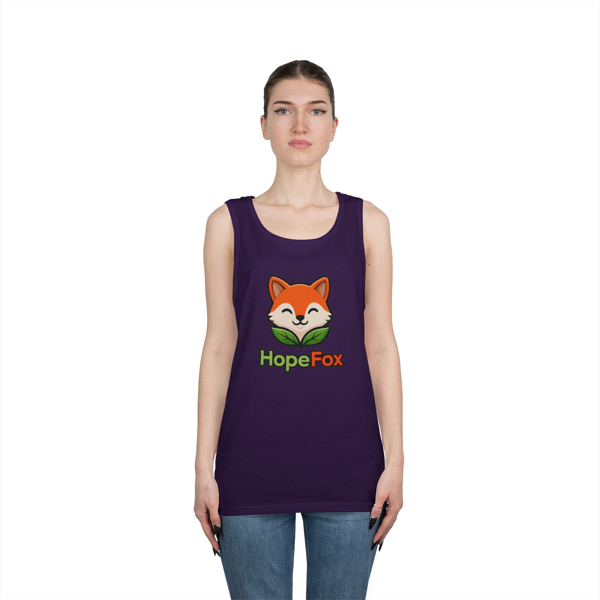 HopeFox Fox Logo Cotton Tank Top — Cute Eco-Friendly Graphic Tank