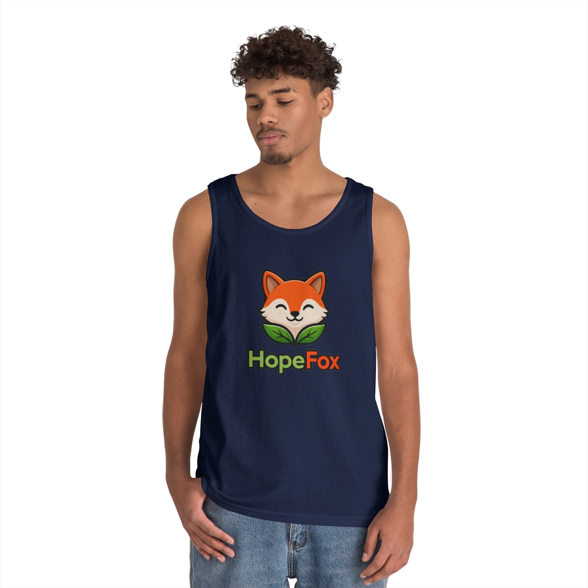 HopeFox Fox Logo Cotton Tank Top — Cute Eco-Friendly Graphic Tank