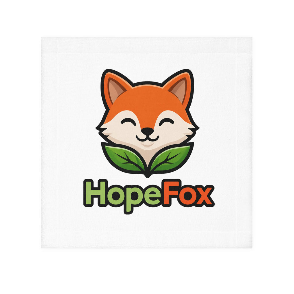HopeFox Face Towel — Cute Fox Logo Cotton Face Cloth