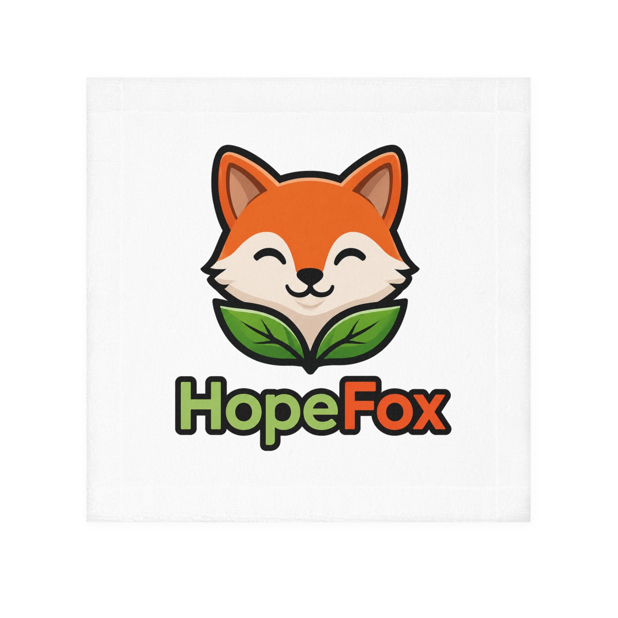 HopeFox Face Towel — Cute Fox Logo Cotton Face Cloth