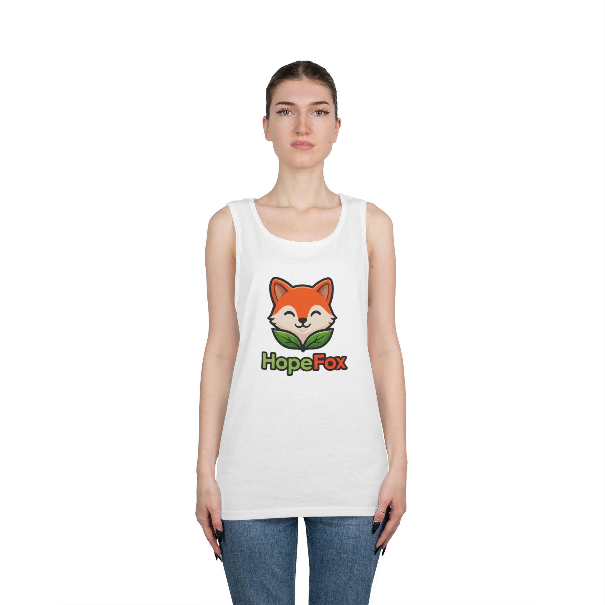 HopeFox Fox Logo Cotton Tank Top — Cute Eco-Friendly Graphic Tank