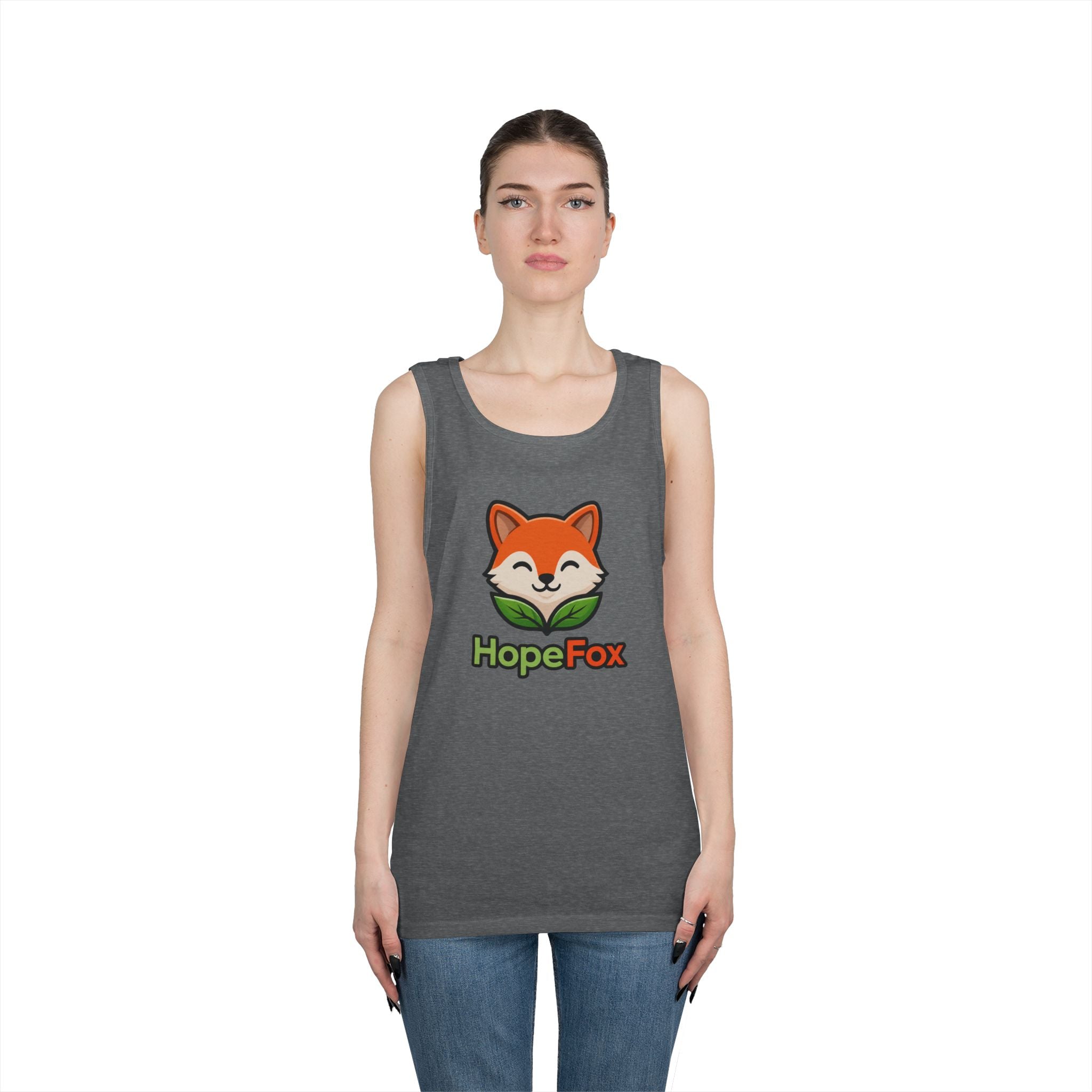HopeFox Fox Logo Cotton Tank Top — Cute Eco-Friendly Graphic Tank