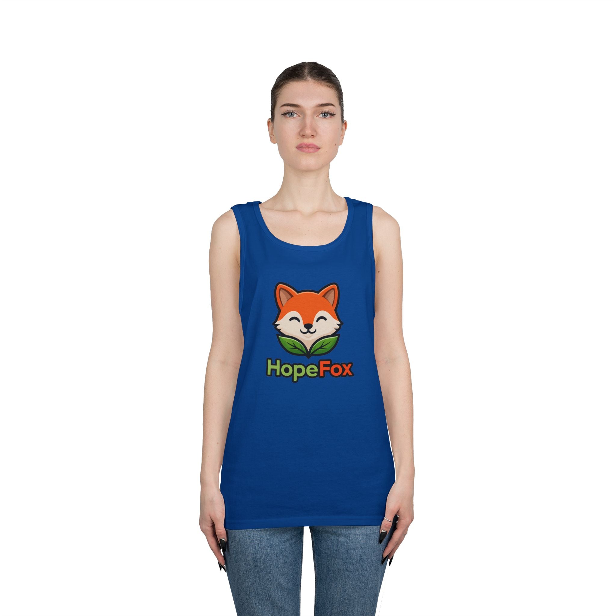 HopeFox Fox Logo Cotton Tank Top — Cute Eco-Friendly Graphic Tank