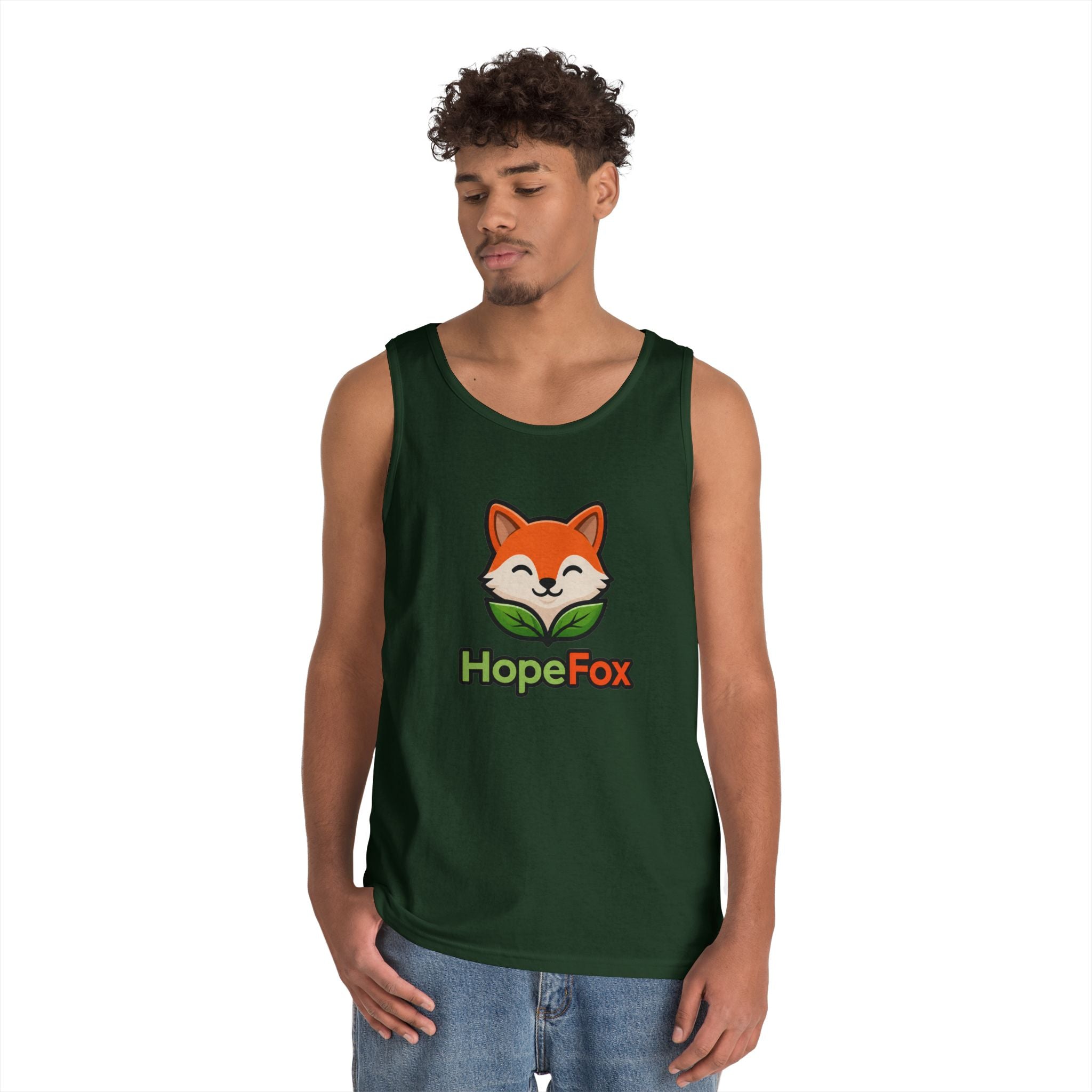 HopeFox Fox Logo Cotton Tank Top — Cute Eco-Friendly Graphic Tank