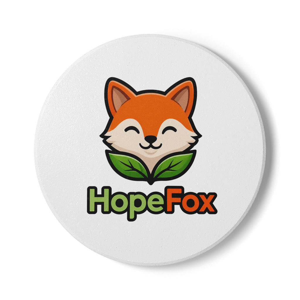 HopeFox Ceramic Coaster — Cute Fox Logo Drink Coaster