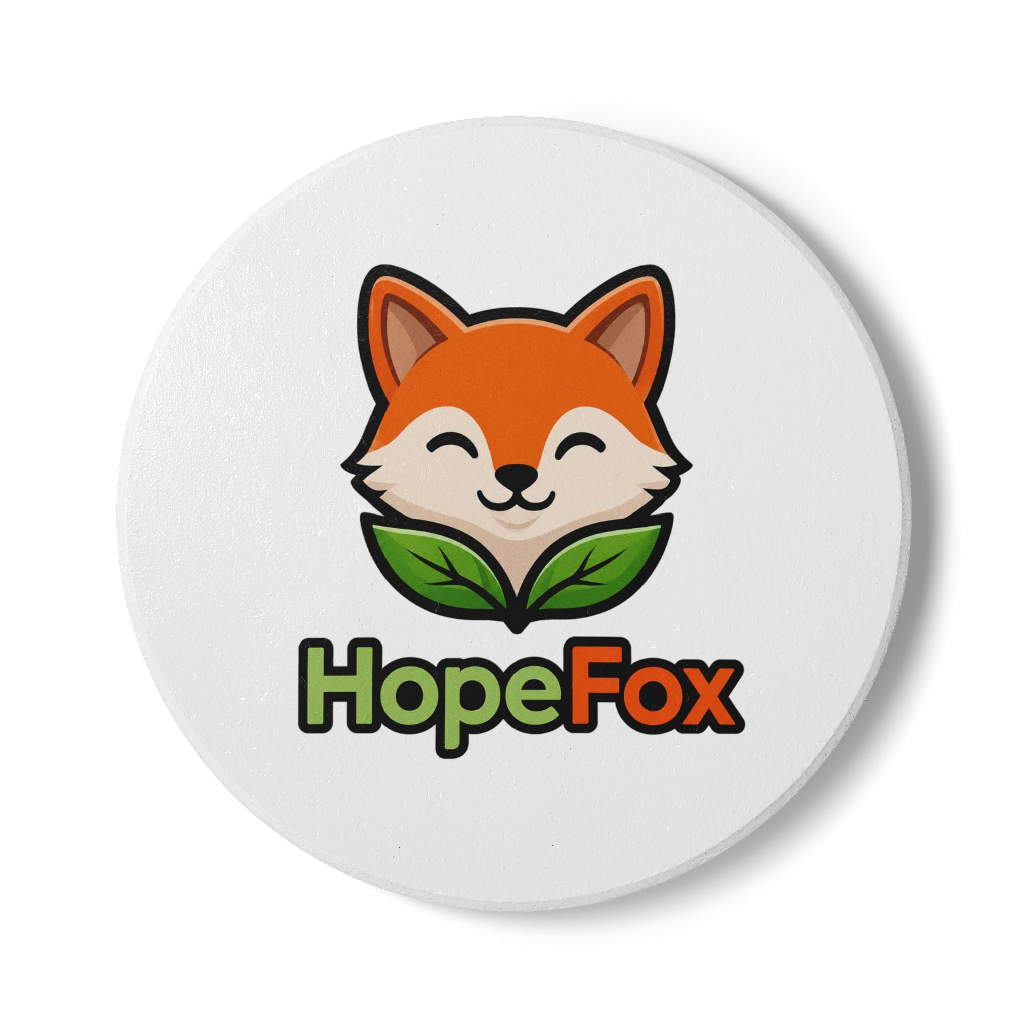 HopeFox Ceramic Coaster — Cute Fox Logo Drink Coaster