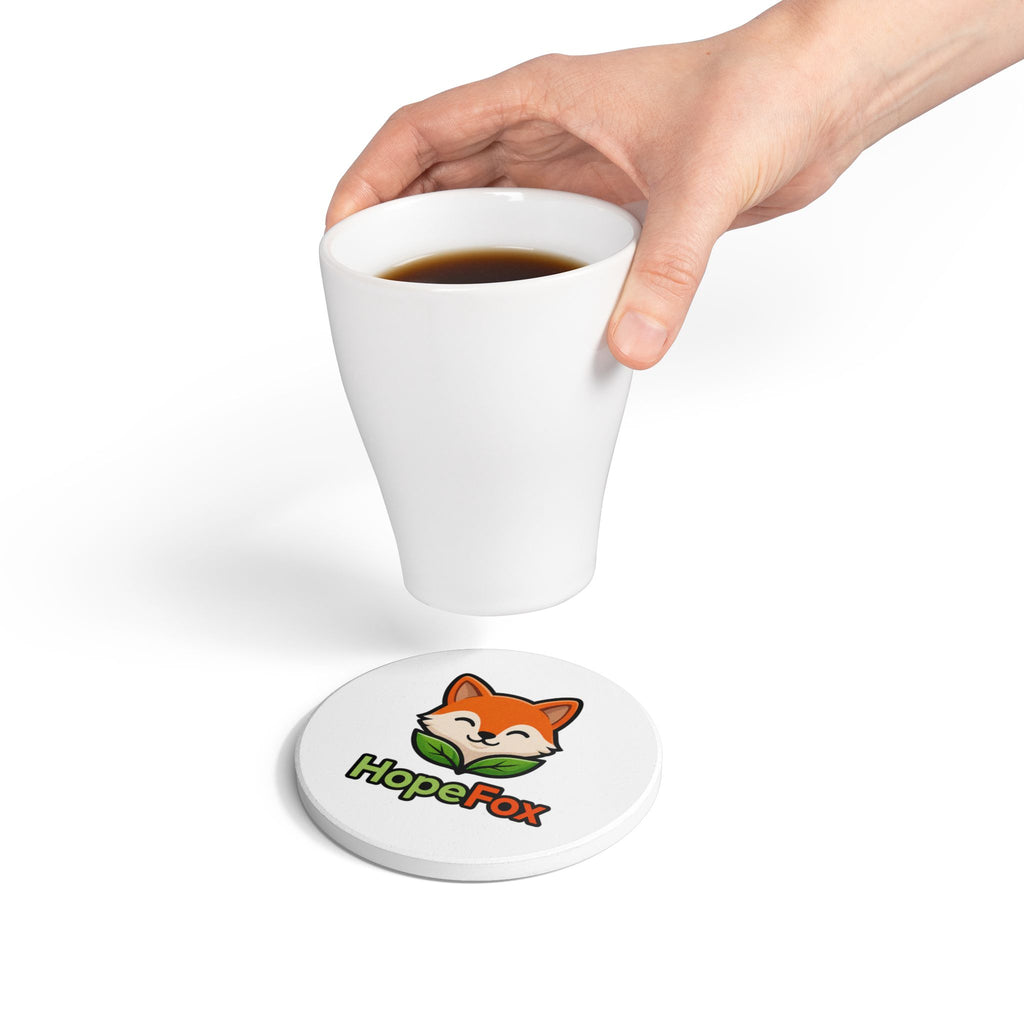 HopeFox Ceramic Coaster — Cute Fox Logo Drink Coaster