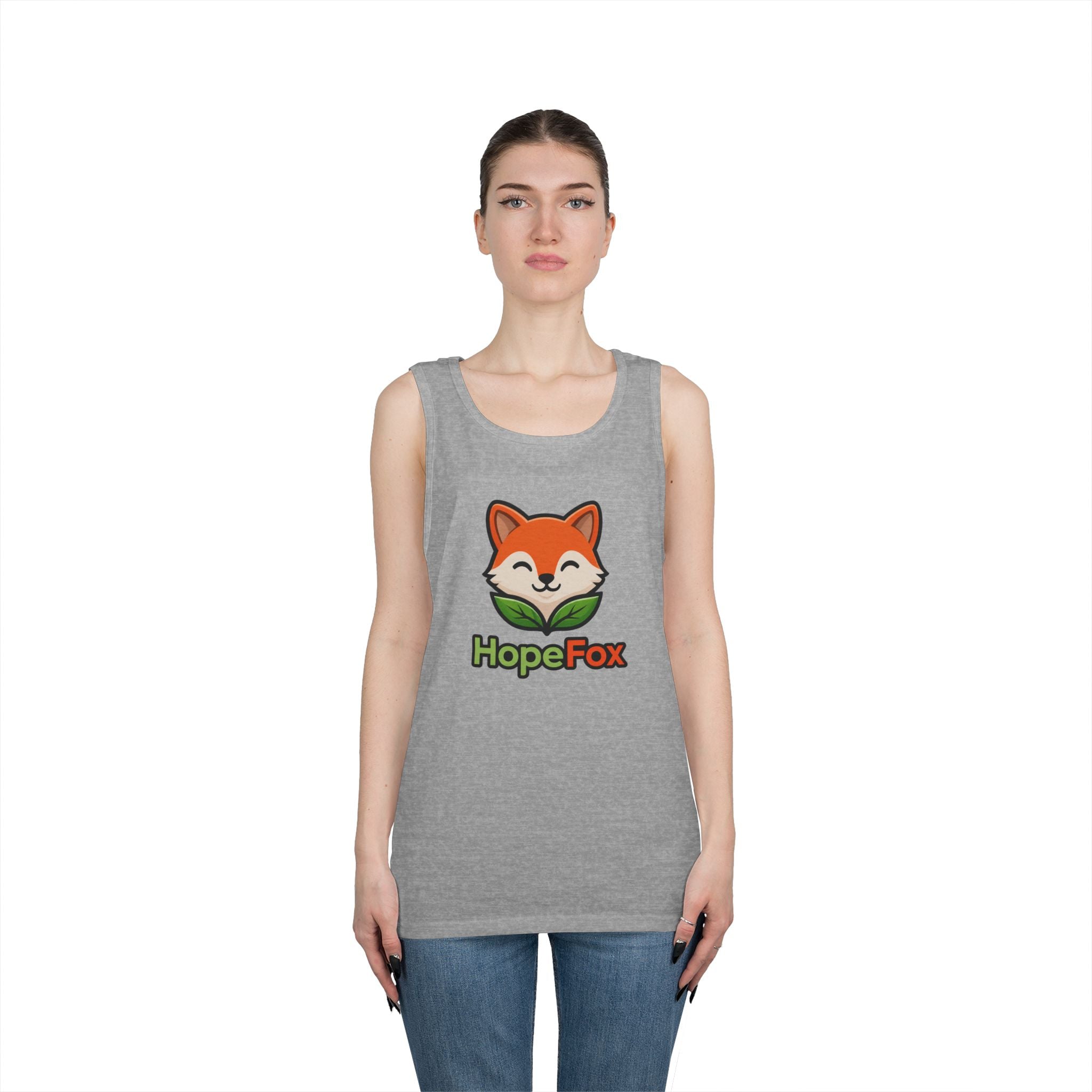 HopeFox Fox Logo Cotton Tank Top — Cute Eco-Friendly Graphic Tank