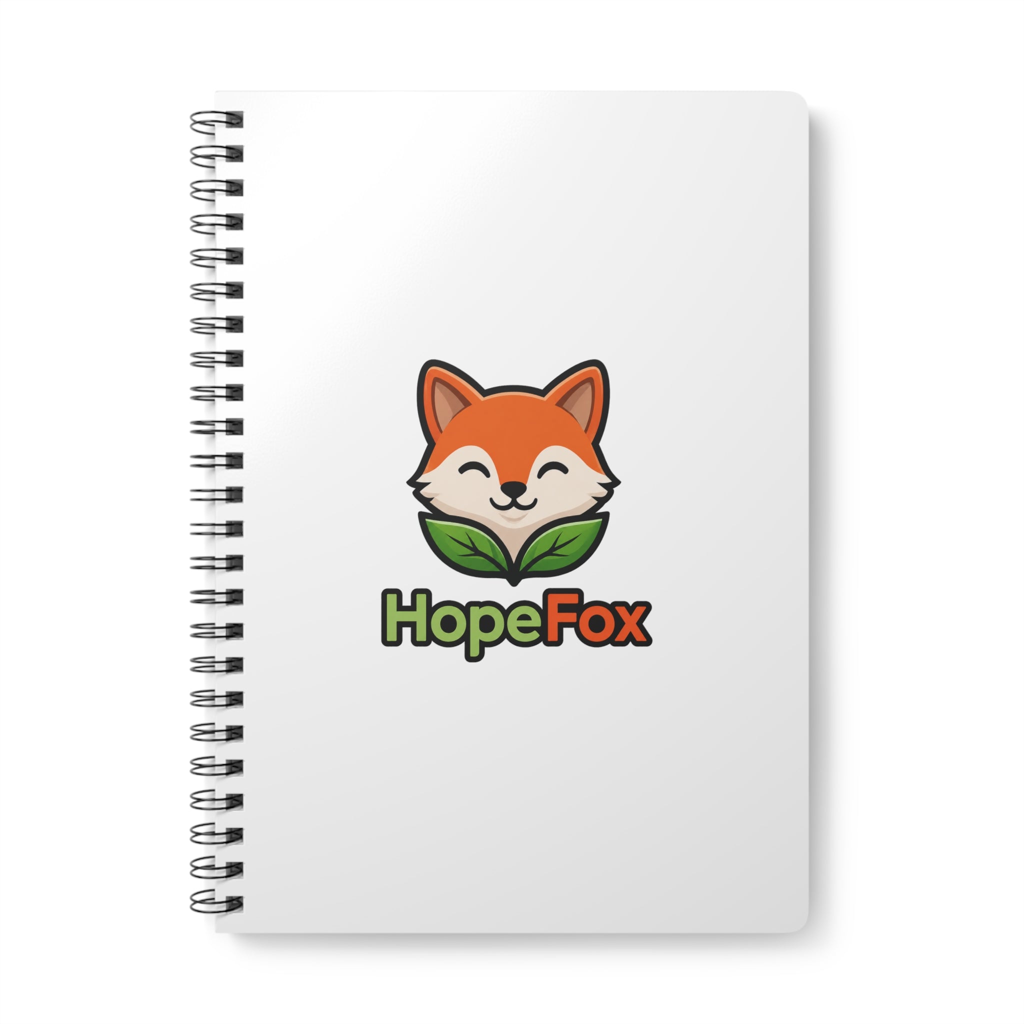 HopeFox A5 Spiral Notebook — Cute Fox Logo Lined Journal for Notes & School