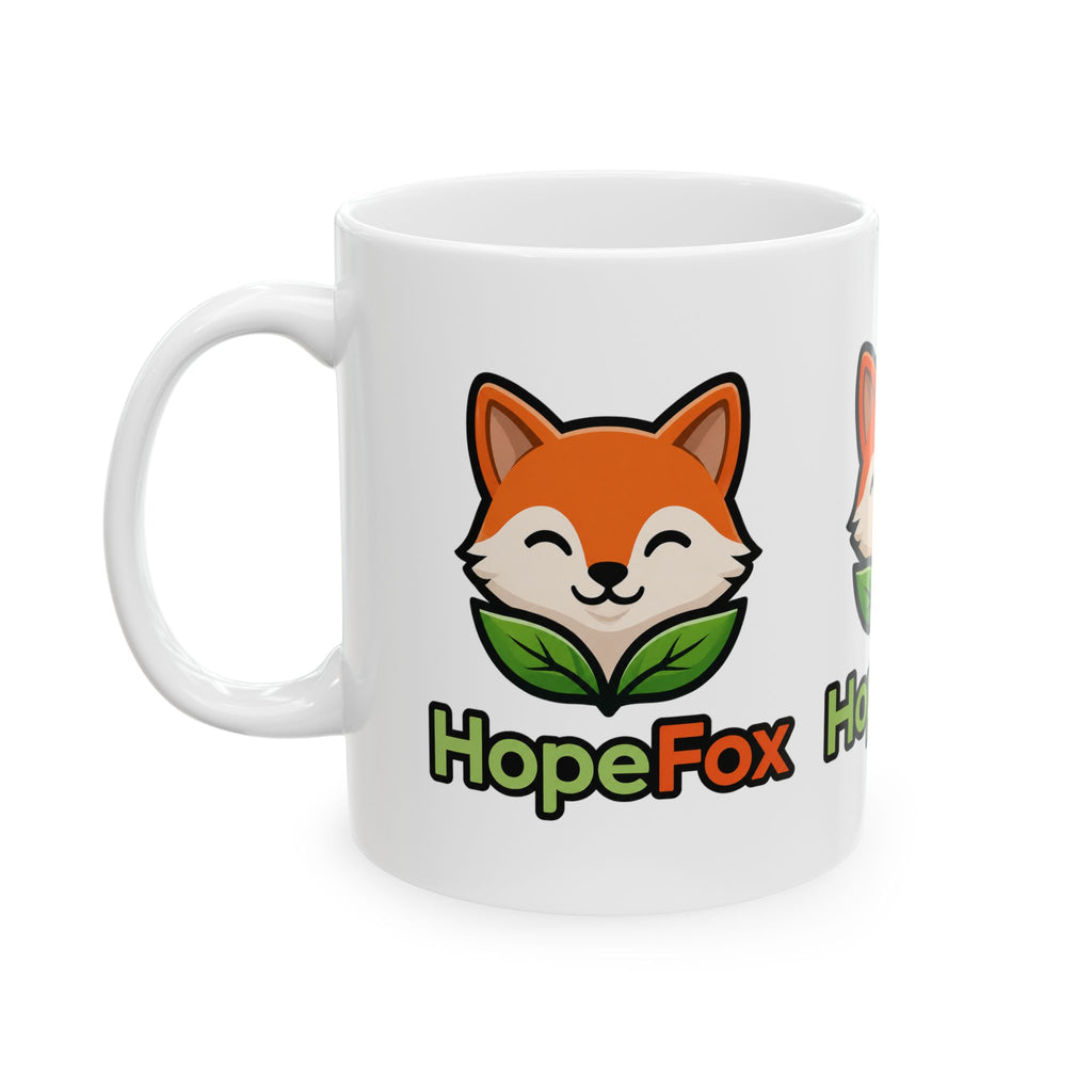 HopeFox Ceramic Mug — Cute Fox Logo Coffee Cup (11oz & 15oz)
