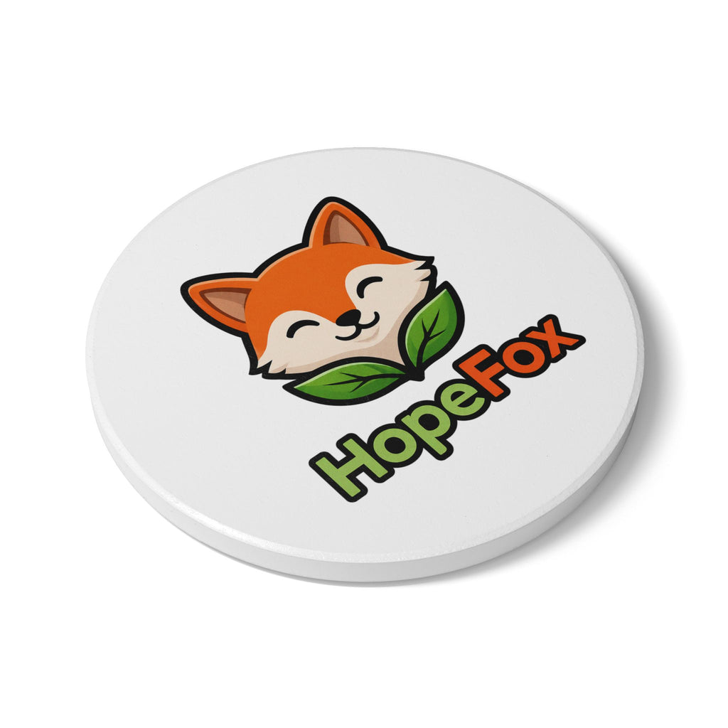 HopeFox Ceramic Coaster — Cute Fox Logo Drink Coaster