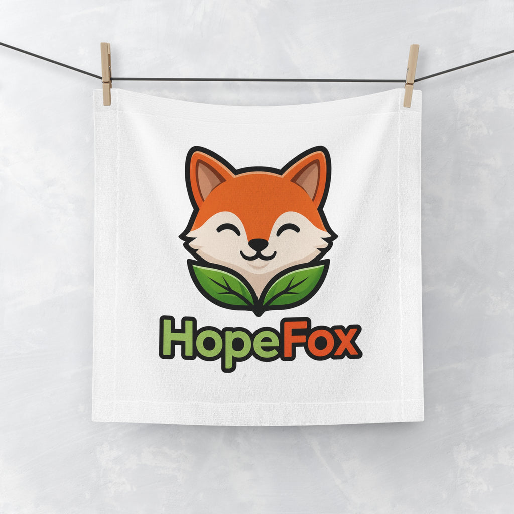 HopeFox Face Towel — Cute Fox Logo Cotton Face Cloth