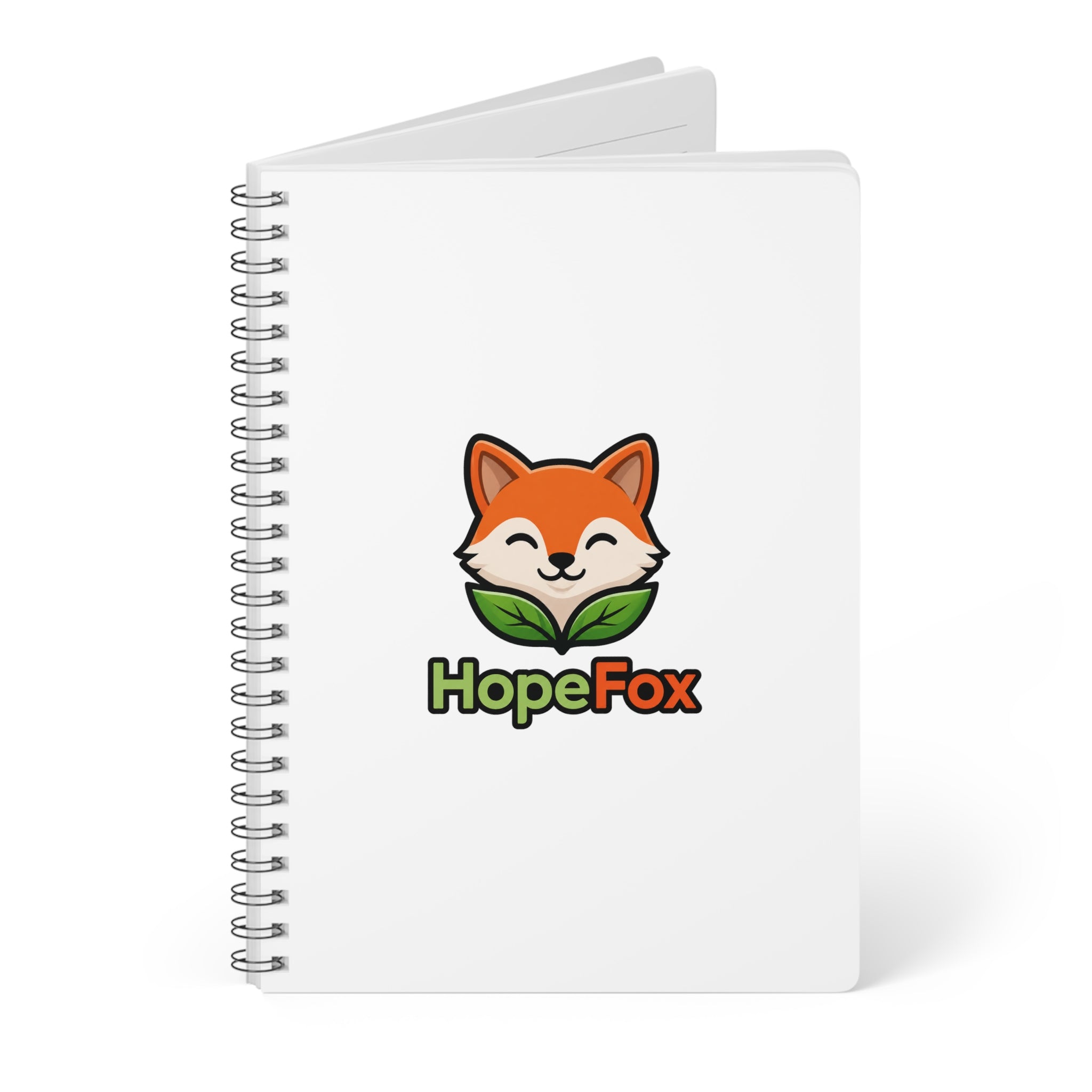 HopeFox A5 Spiral Notebook — Cute Fox Logo Lined Journal for Notes & School