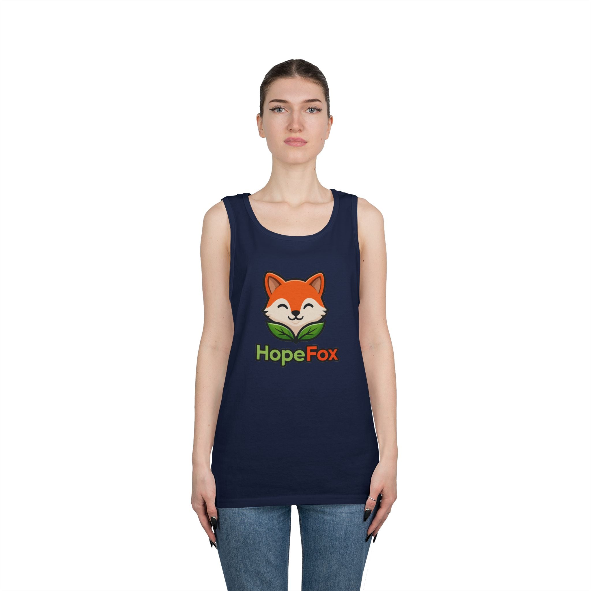 HopeFox Fox Logo Cotton Tank Top — Cute Eco-Friendly Graphic Tank